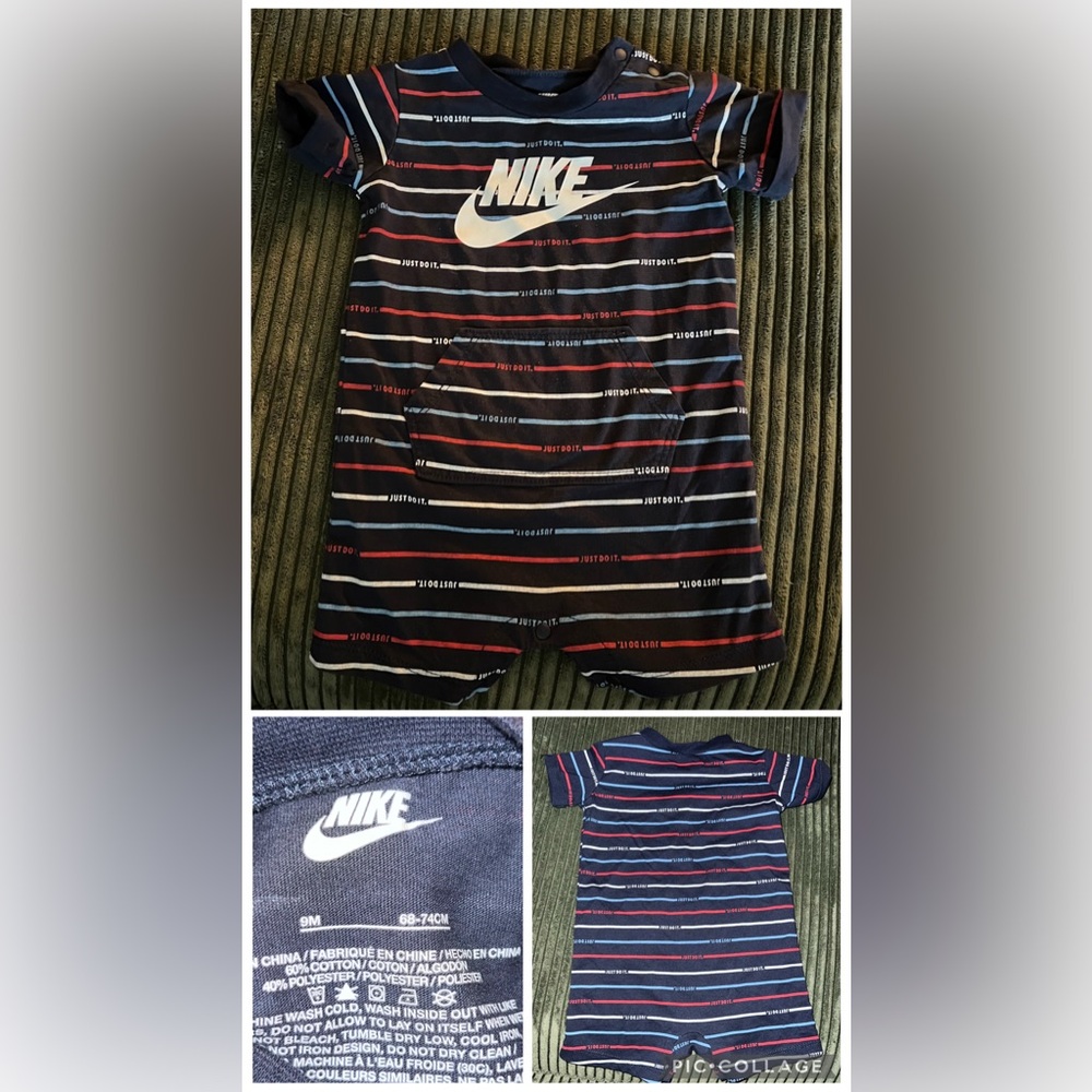 Nike Romper with Red & Blue Stripes Baby Boys 9m
